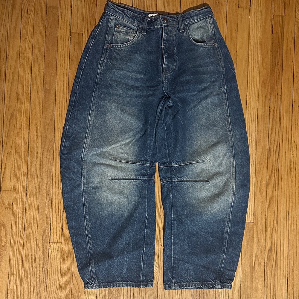 We The Free Lucky You Mid Rise Barrel Denim Jeans 25